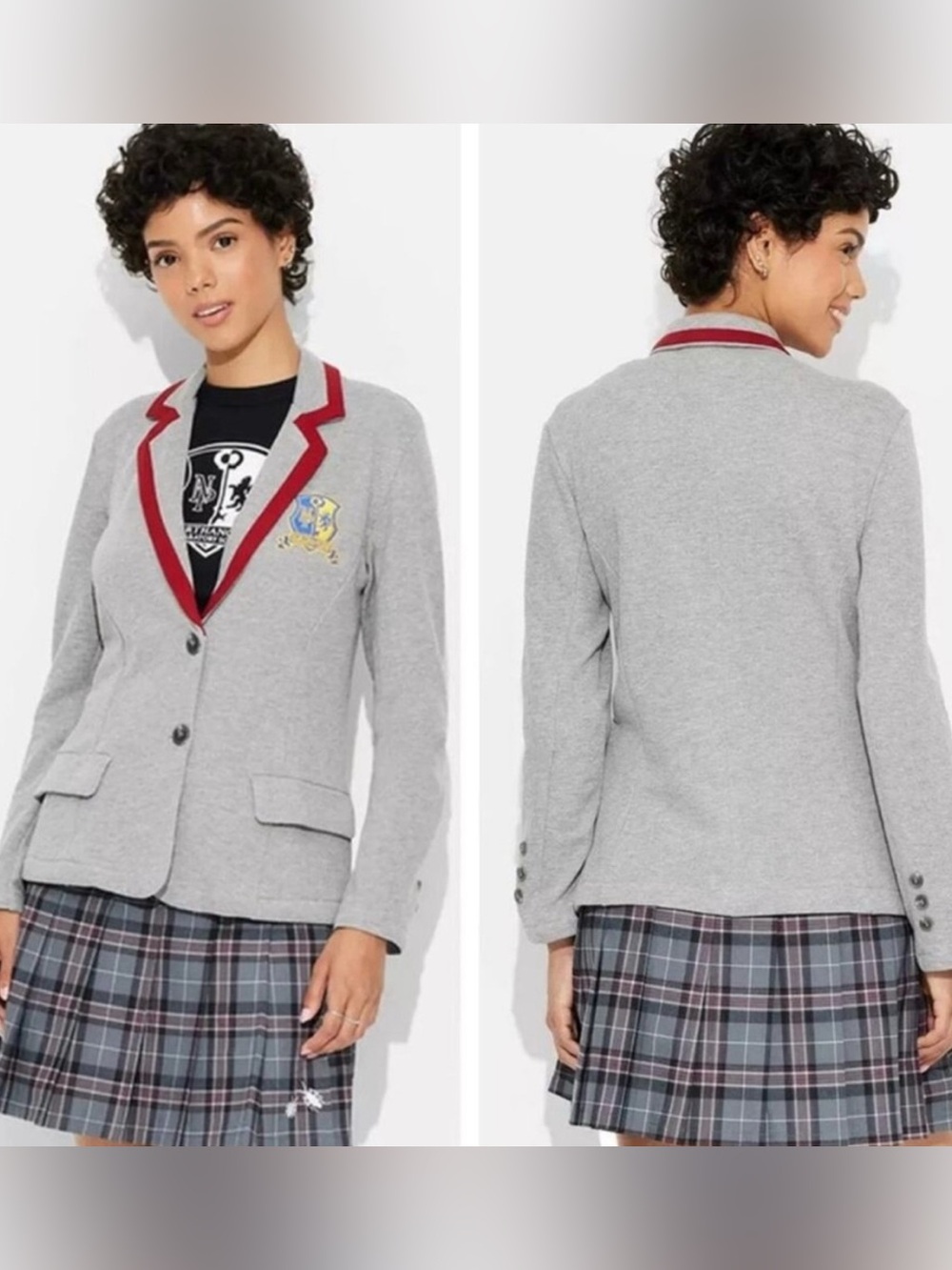 SW46  Beetlejuice Large Astrid Graphic Blazer Heather Gray NWOT